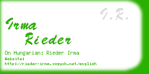 irma rieder business card